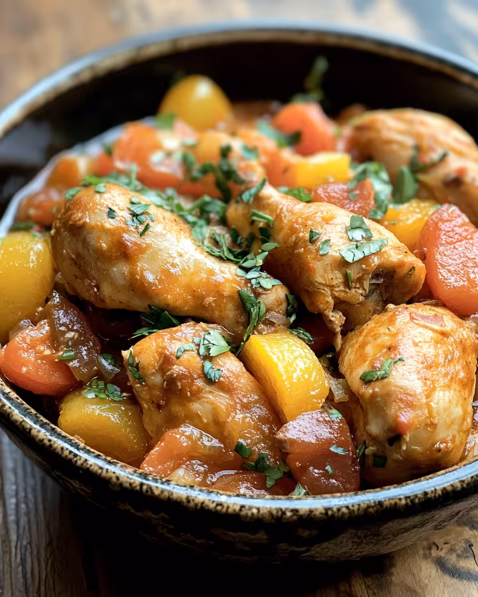 Pressure cooker with citrus chicken tagine aromas and steam