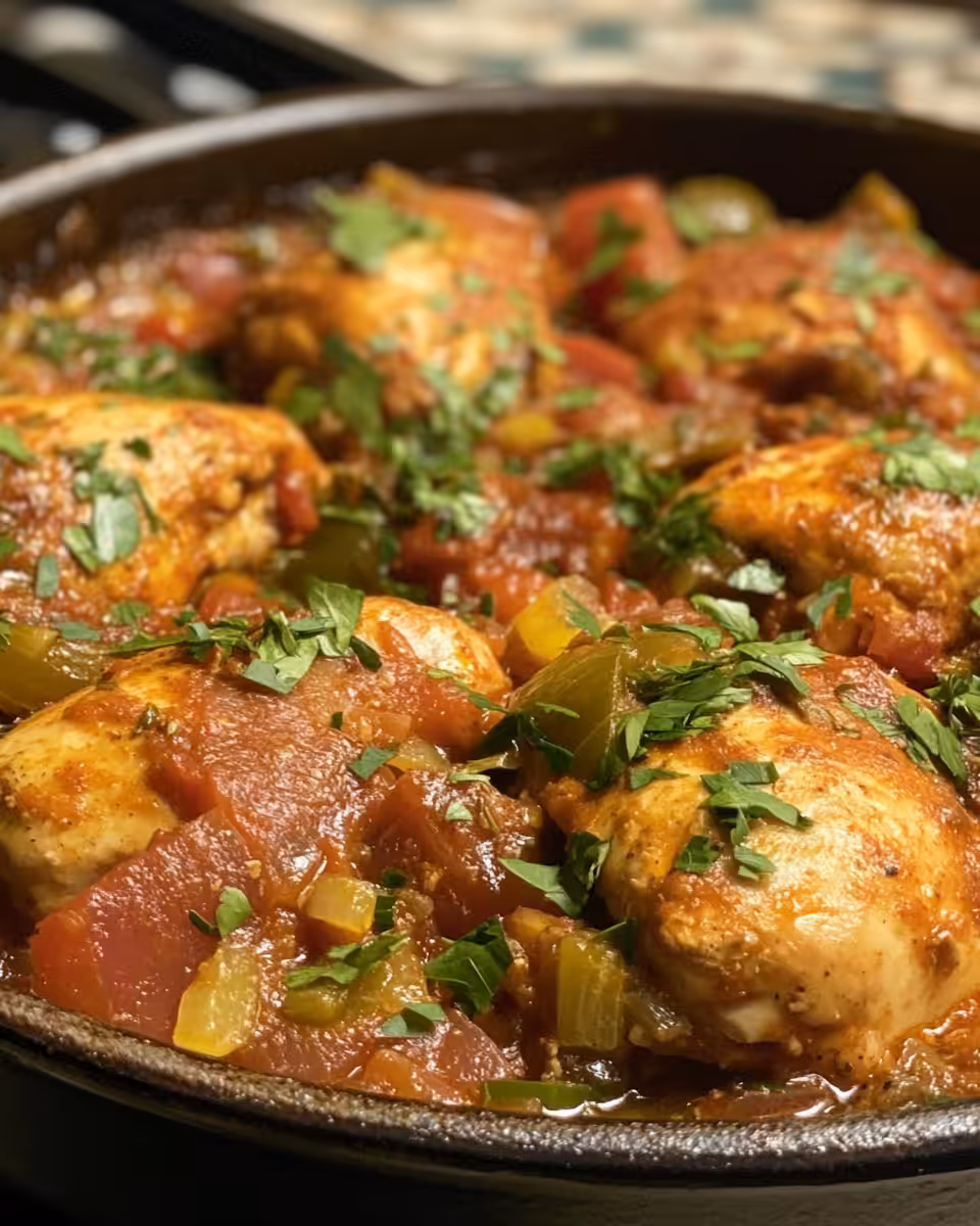 Steam rising from pressure cooker with Moroccan chicken casserole inside