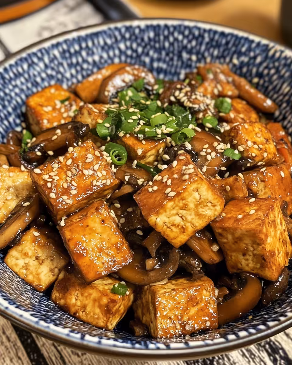 Pressure cooker steam hinting tofu and mushroom stir-fry cooking