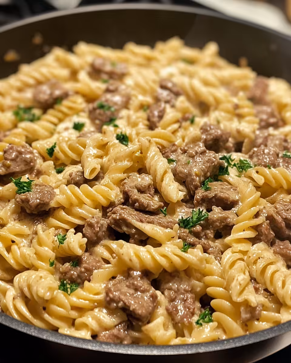 Ingredients for Garlic Butter Beef Pasta in pressure cooker