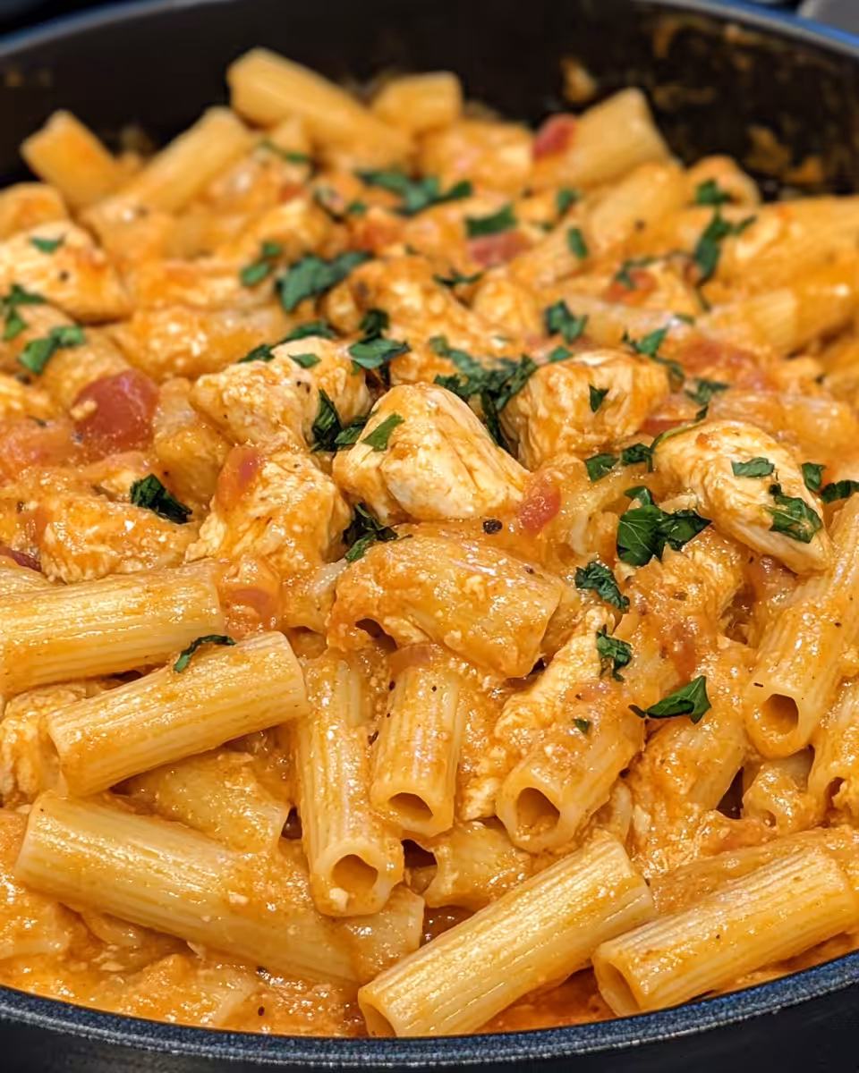Spicy chicken pasta in a bowl with creamy chipotle sauce