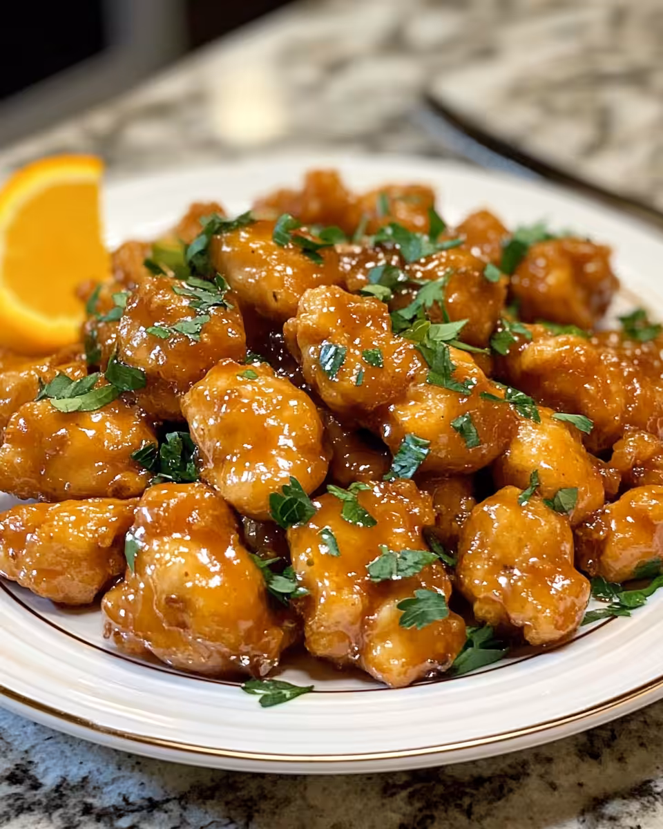 Close-up of juicy orange chicken cooking in pressure cooker