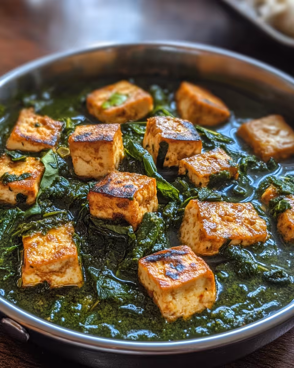 Pressure cooker with palak tofu cooking