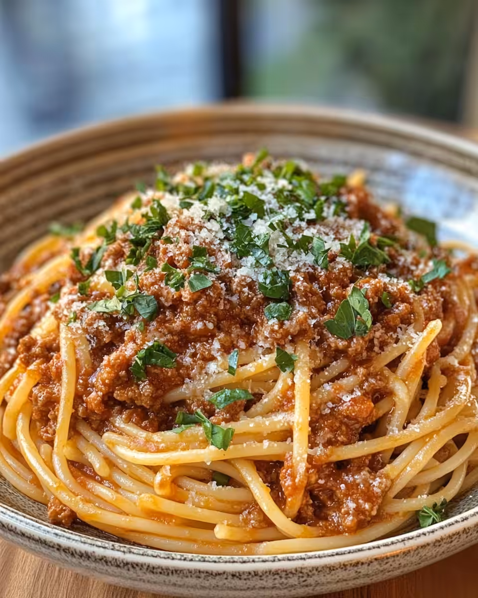 Simmering sauce ingredients in pressure cooker for pasta Bolognese