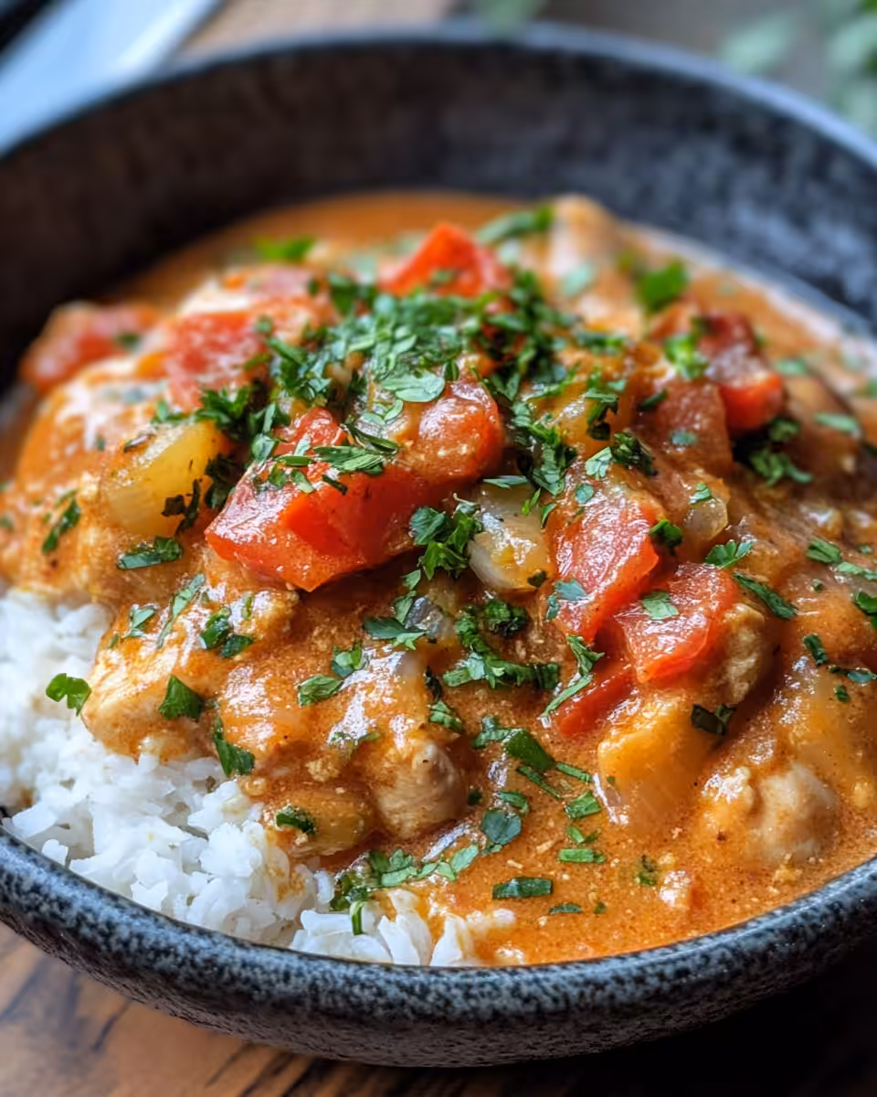 Pressure cooking savory smothered chicken with rice aroma rising