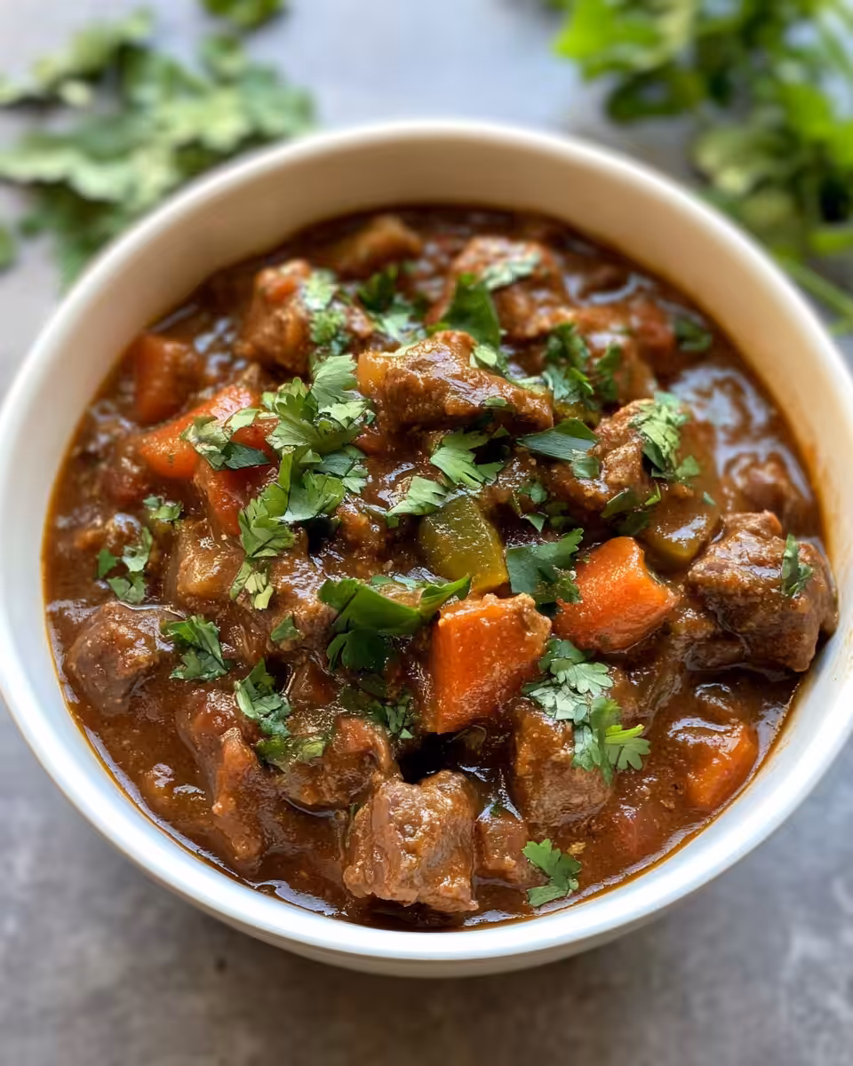Final serving of slow cooker Indian beef curry with rice and naan
