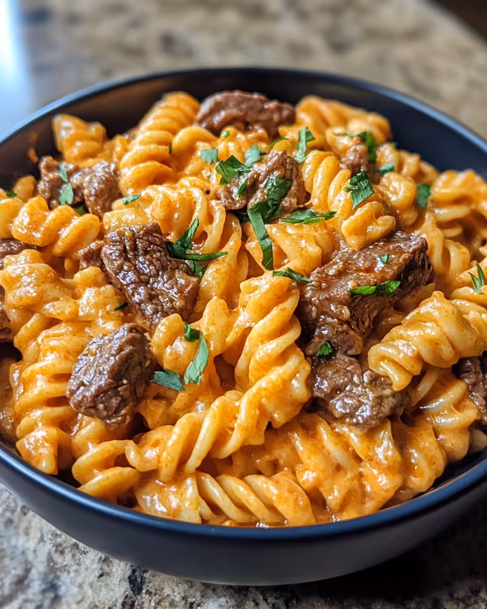 Pressure cooker with pasta starting to cook inside