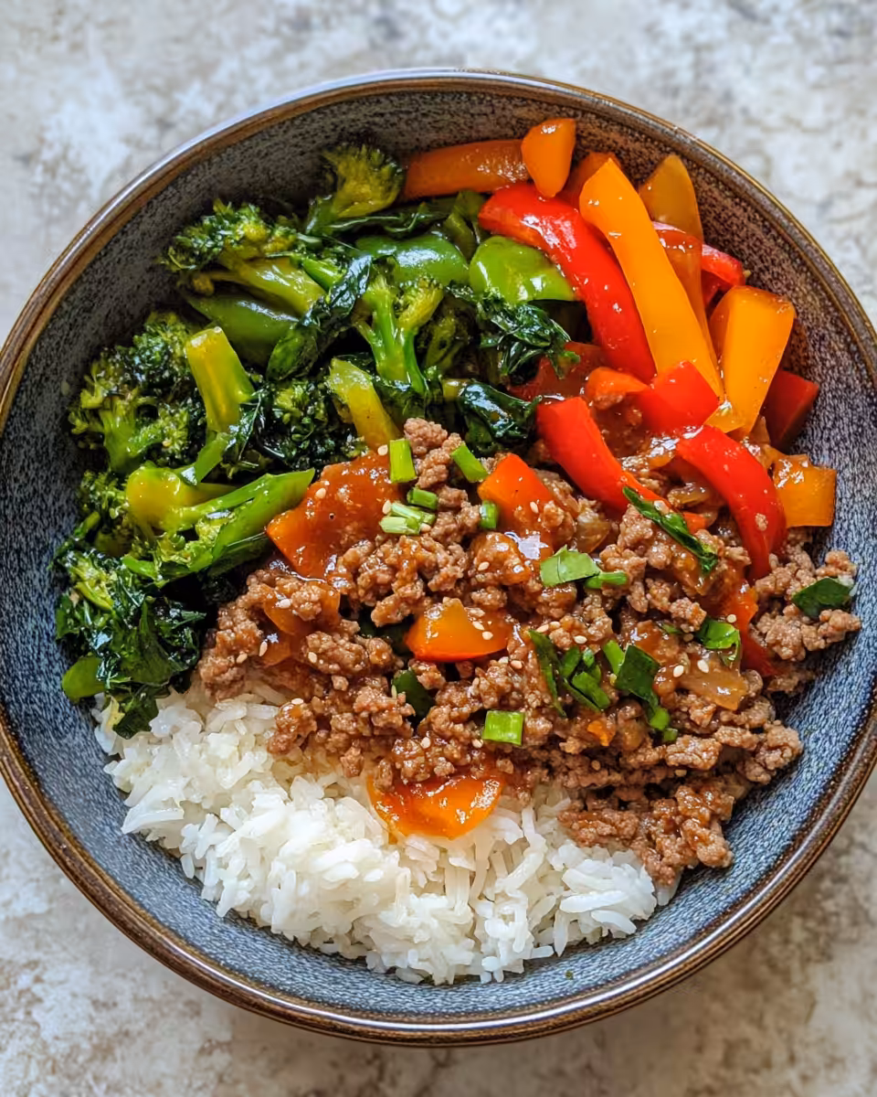 Finished ground turkey bowl served with lime and cilantro