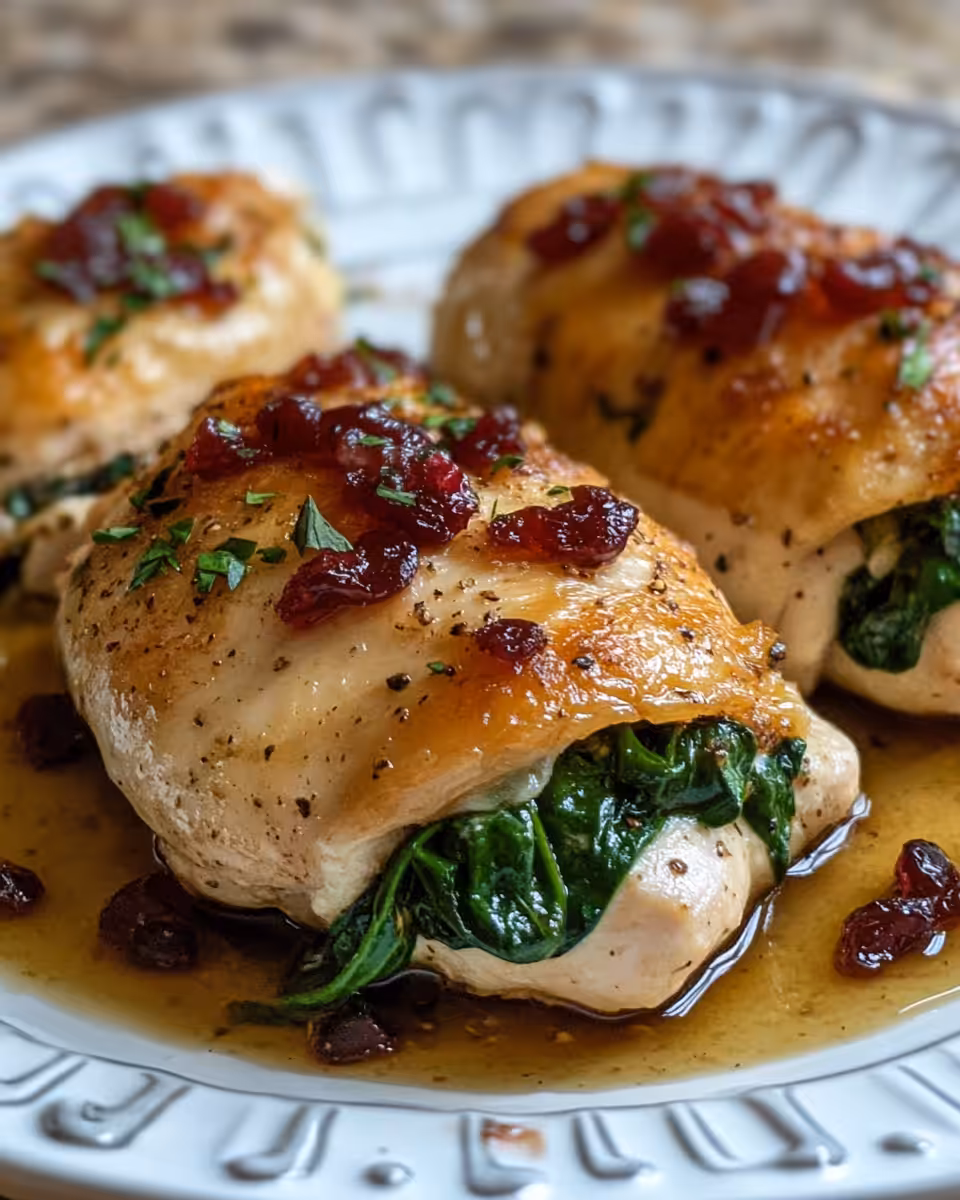 Golden crust chicken stuffed with melted brie and cranberry