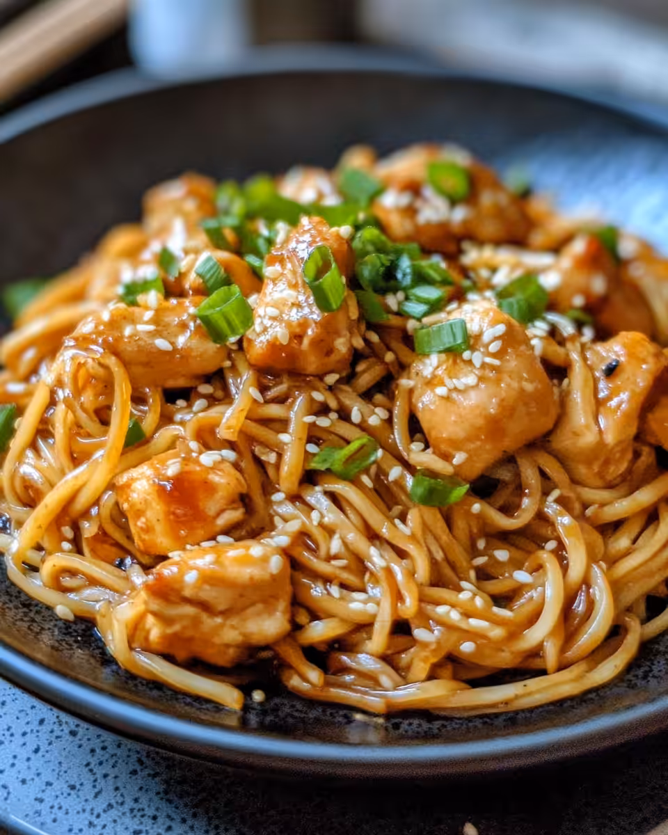 Ingredients laid out for sticky garlic chicken noodles in Instant Pot