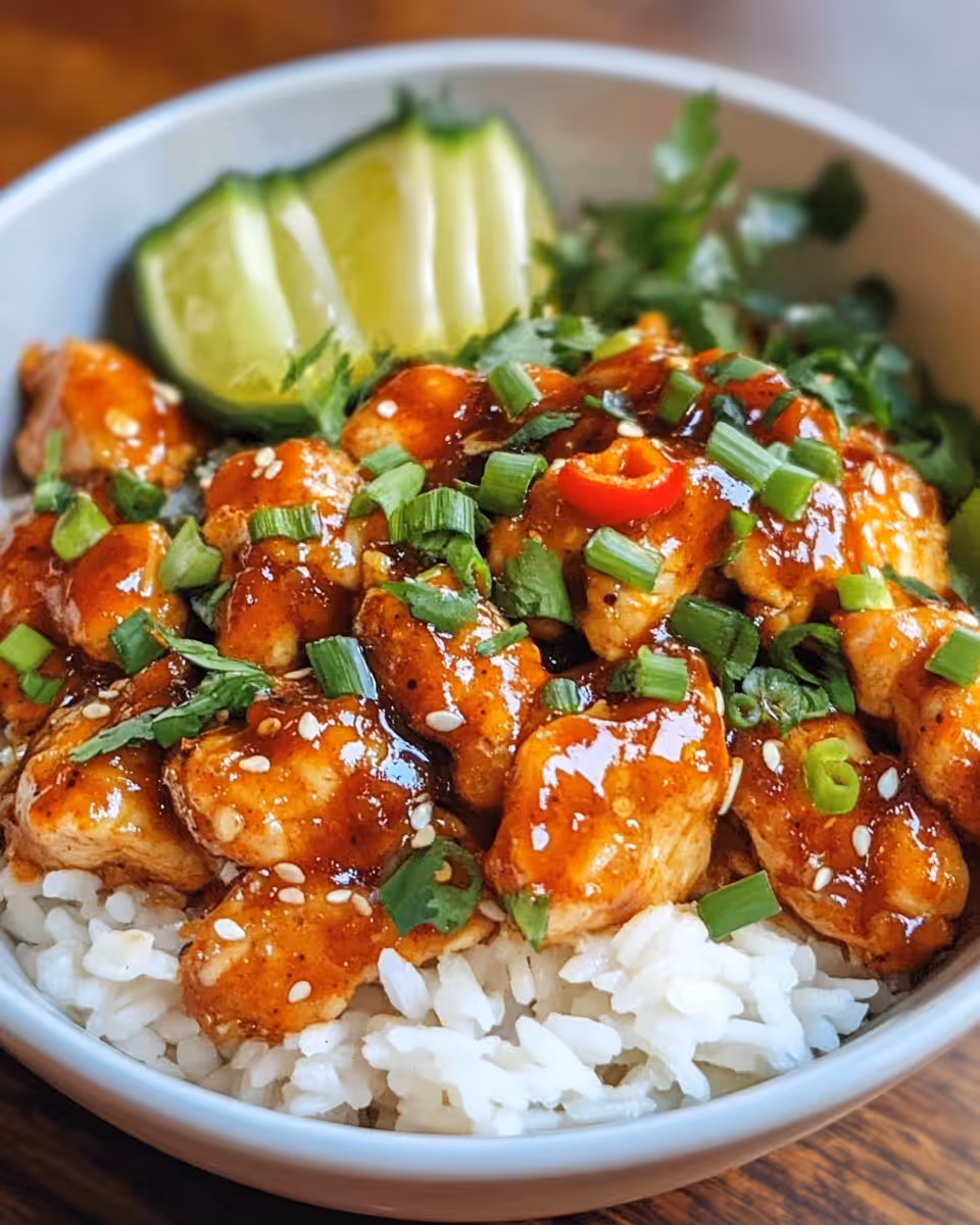 Sweet chili chicken rice bowls fresh and ready to eat