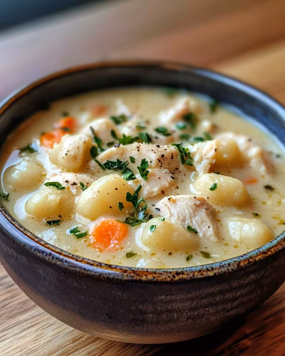 Ingredients for chicken gnocchi soup neatly arranged