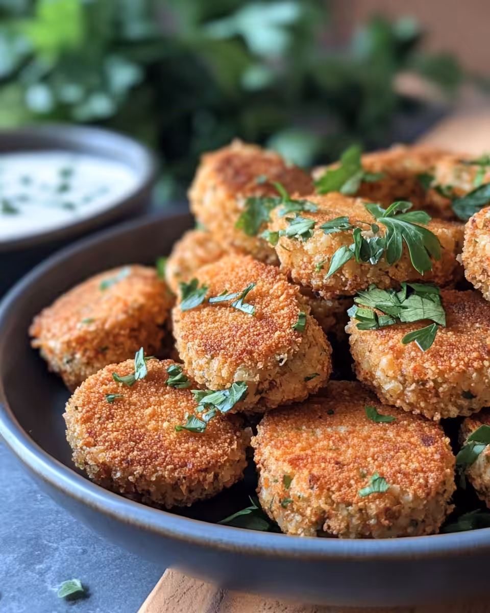 Golden brown vegan chickpea nuggets fresh from the pressure cooker
