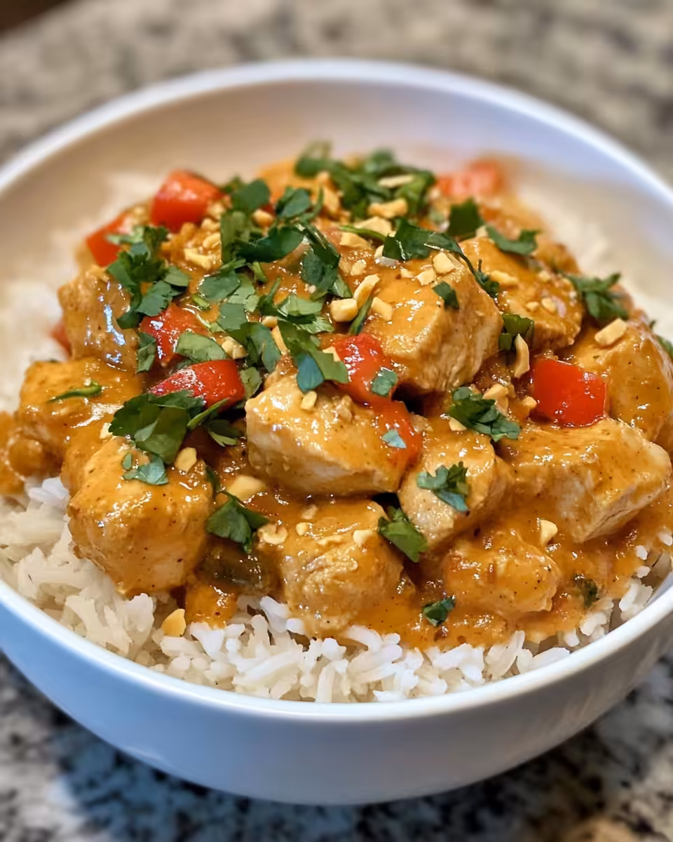 Ingredients for Thai peanut chicken recipe displayed on kitchen counter