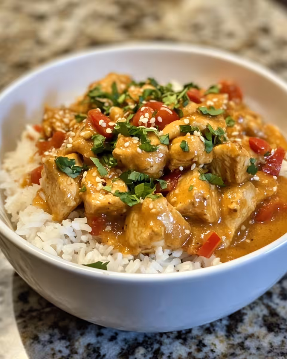 Steaming Thai peanut chicken in pressure cooker with float valve