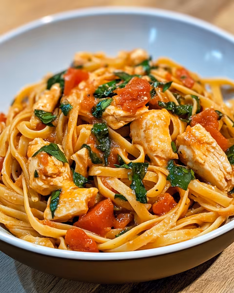 Slow cooker chicken with creamy spinach and sun-dried tomato sauce beginning to simmer