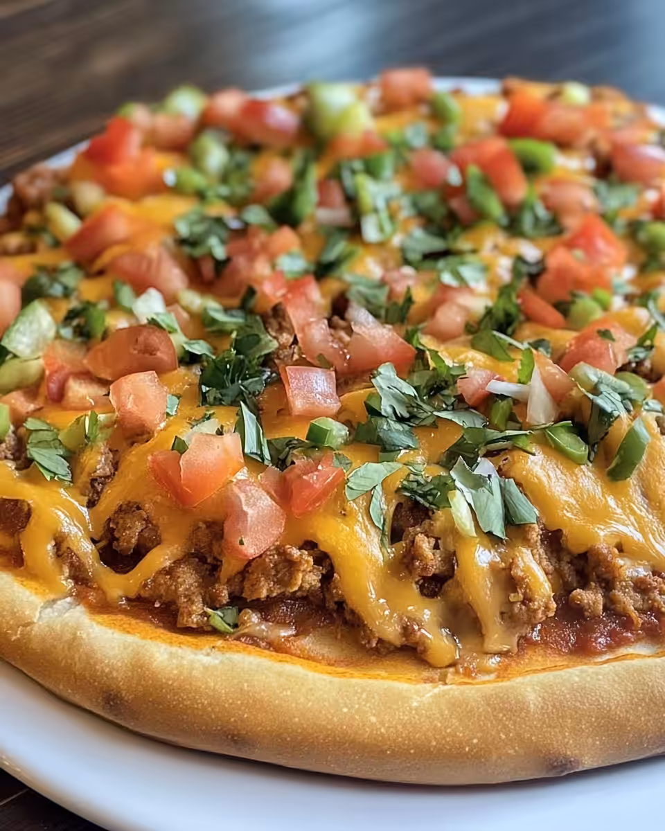 Freshly cooked vegan taco pizza in pressure cooker with steam rising