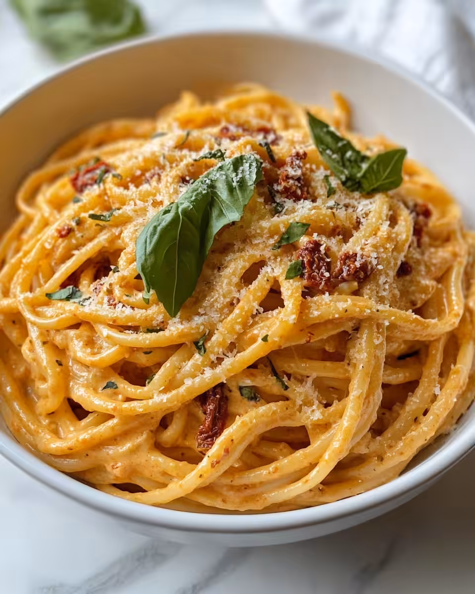 Creamy sun-dried tomato pasta in pressure cooker