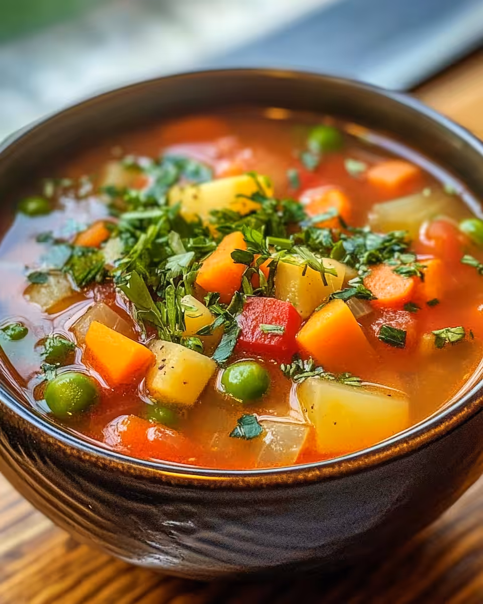 Fresh diced vegetables and ingredients ready for soup in pressure cooker