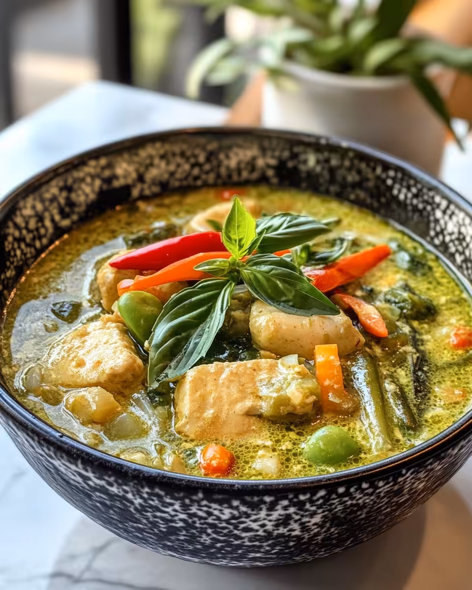 Ingredients arranged for making vegan Thai green curry with tofu and vegetables