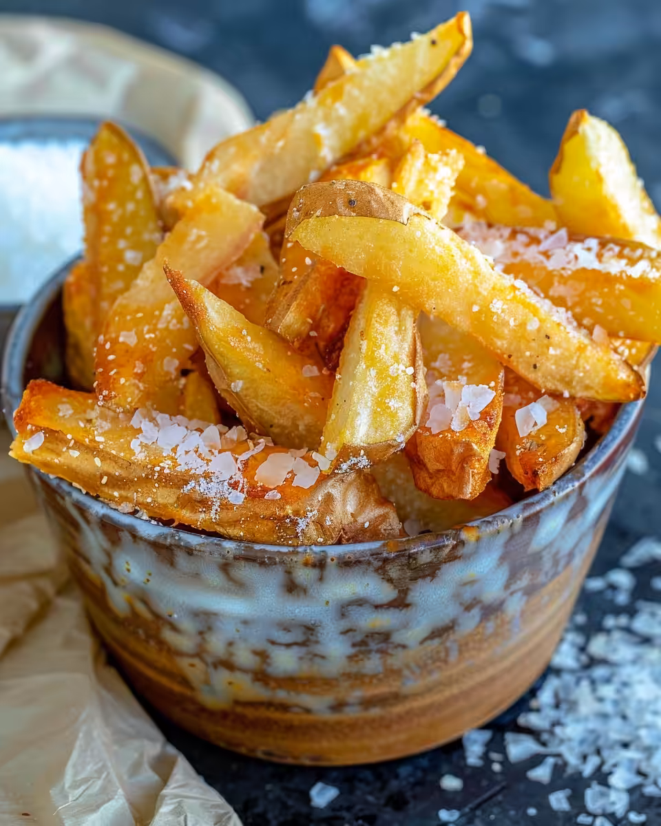 Final plate of golden apple fries coated in cinnamon sugar