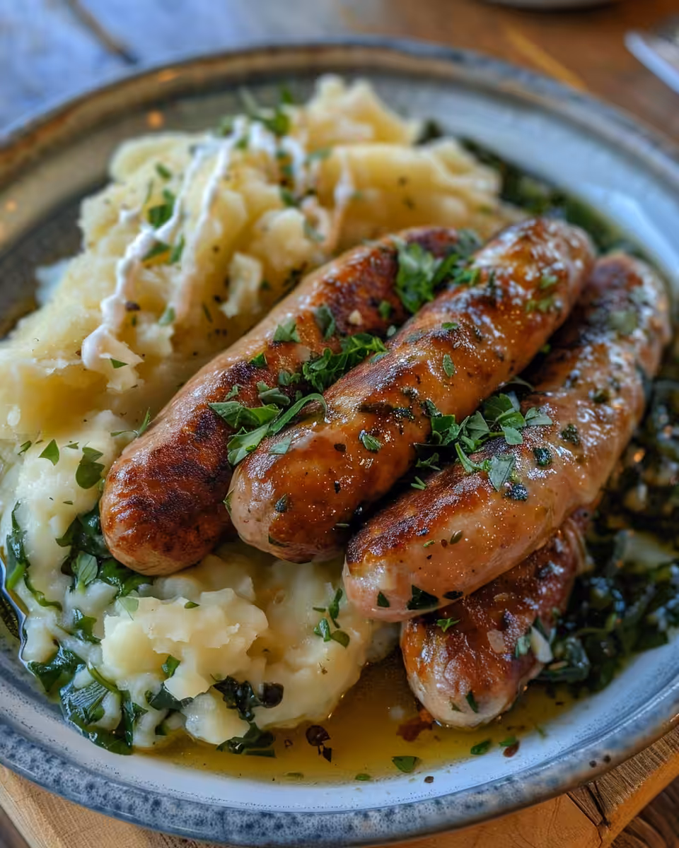 Ingredients for Irish bangers and colcannon including butter and potatoes