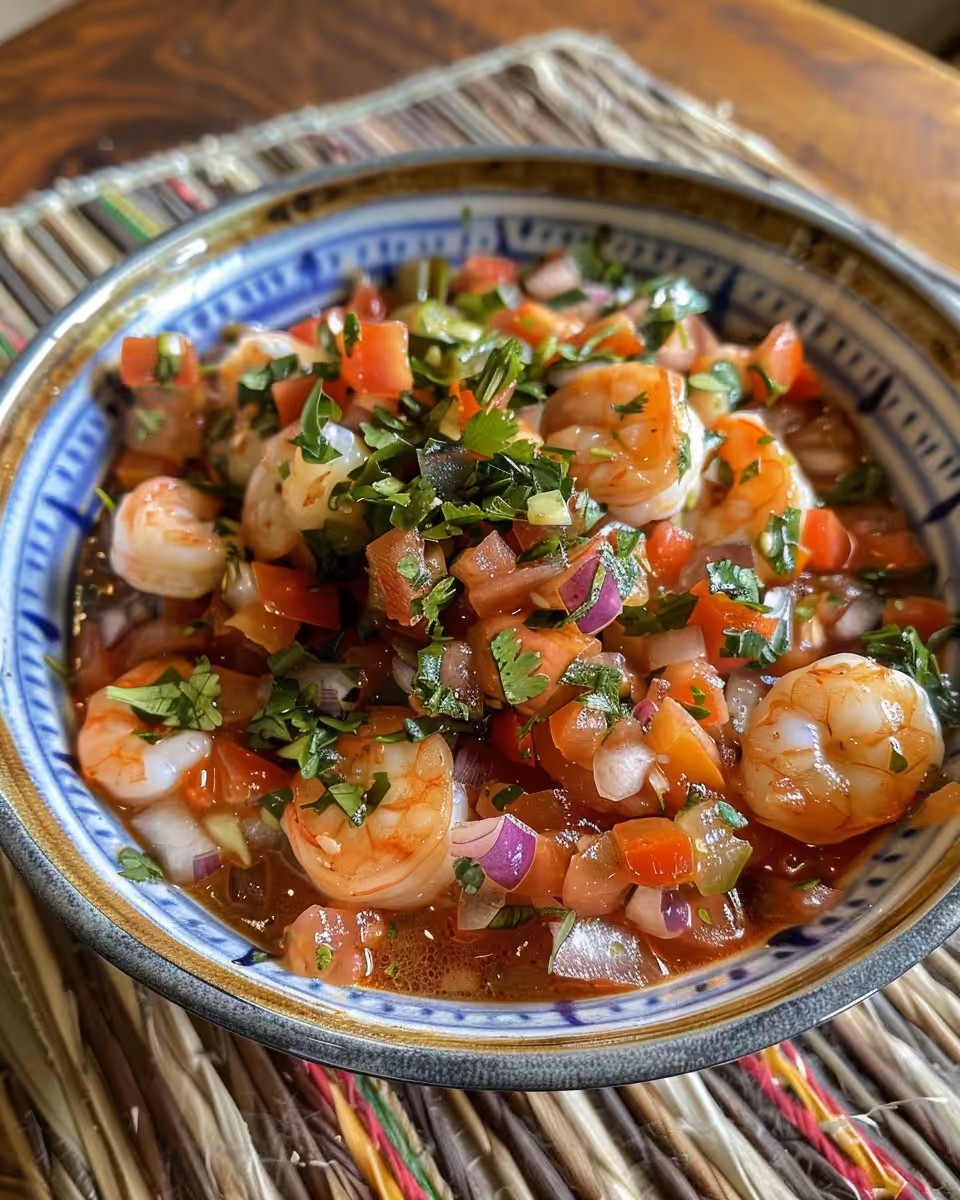 Ingredients for authentic Mexican shrimp ceviche prepped and ready