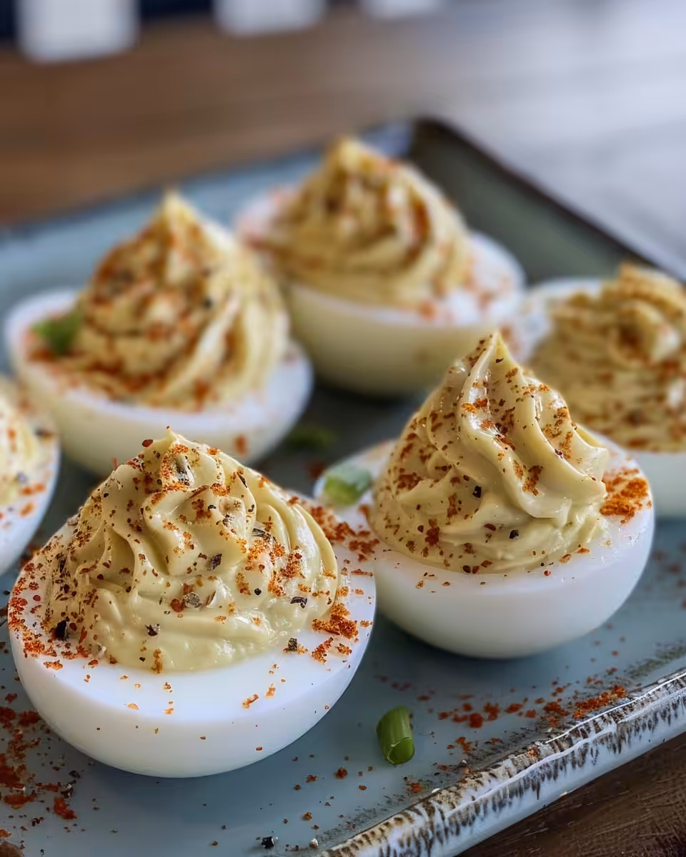 Mixing creamy avocado filling for deviled eggs