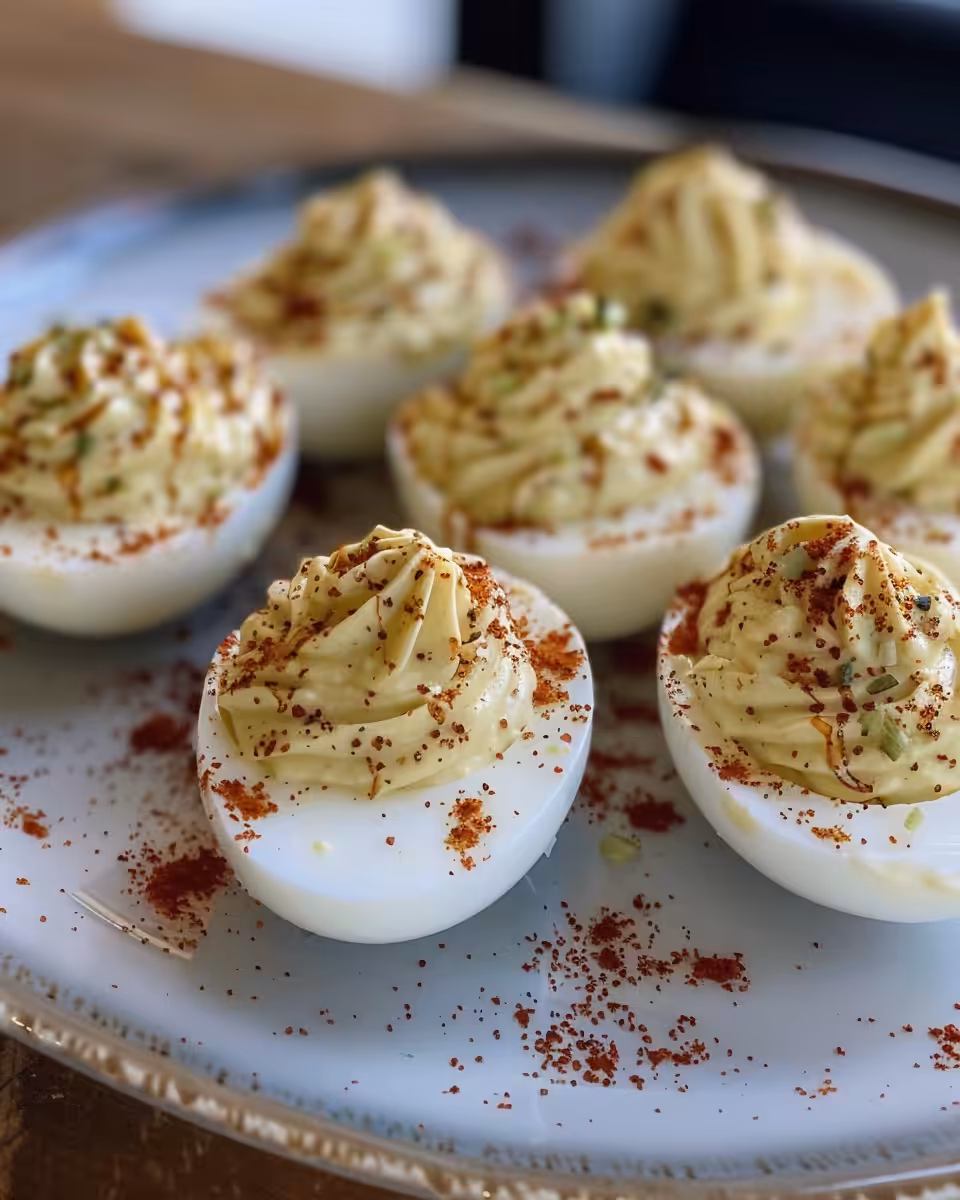 Creamy avocado deviled eggs ready to enjoy