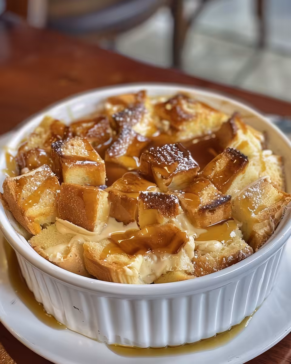 Warm Baileys Irish Cream bread pudding fresh out of the pressure cooker