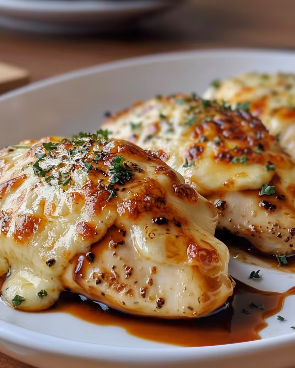 Ingredients for balsamic baked chicken breast with mozzarella