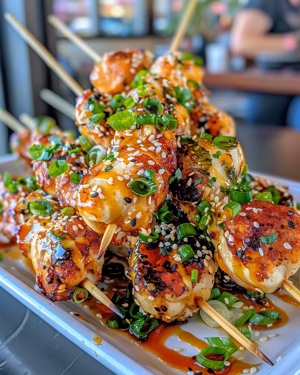 Steam rising from pressure cooker cooking Bang Bang Chicken Skewers