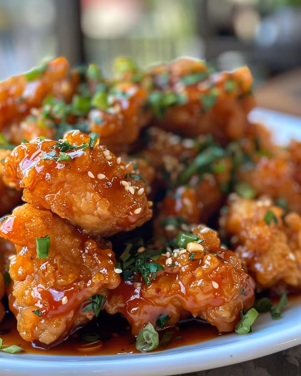 Steam rising from pressure cooker with golden chicken cubes
