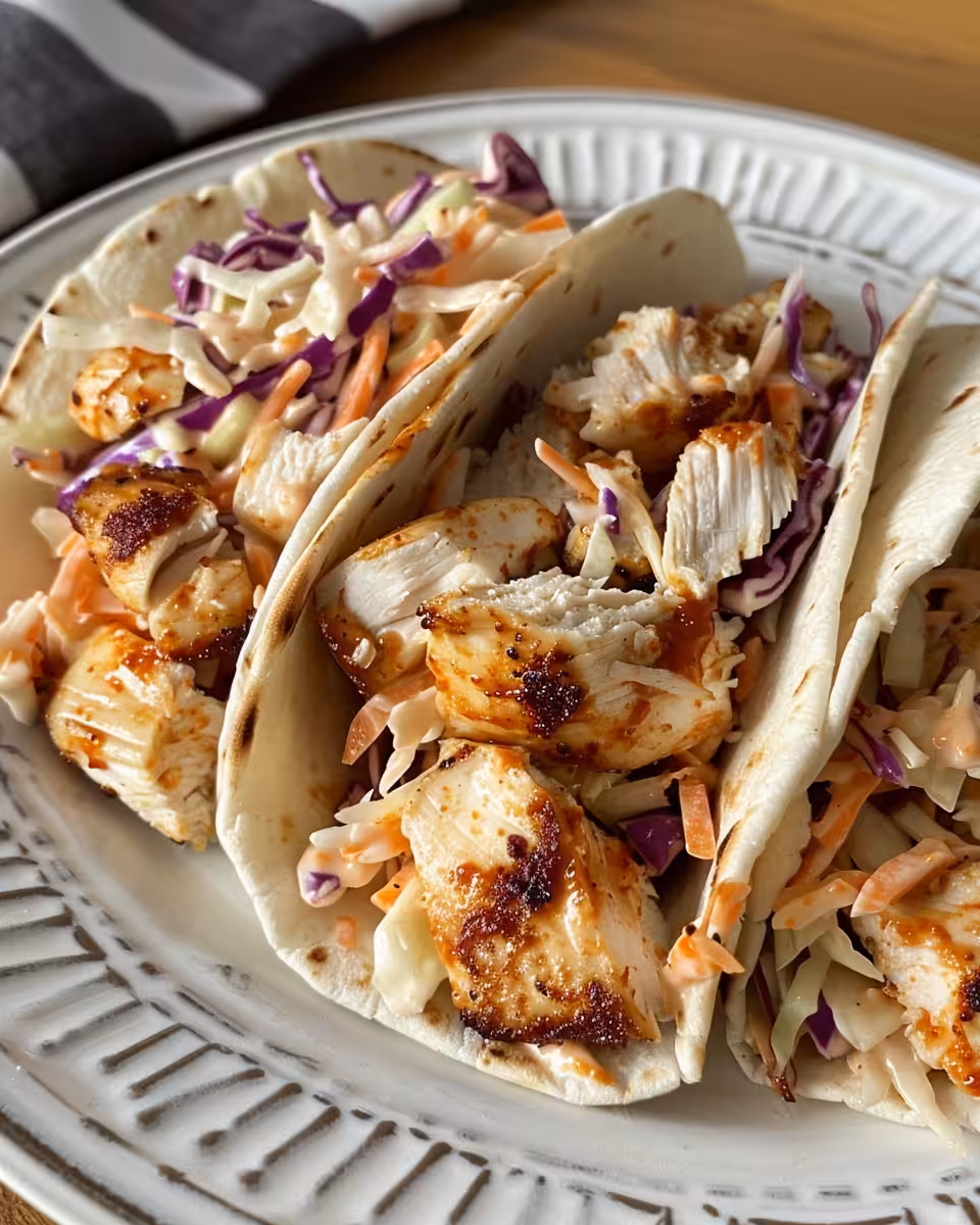 Final BBQ chicken coleslaw wraps served and cut on a plate