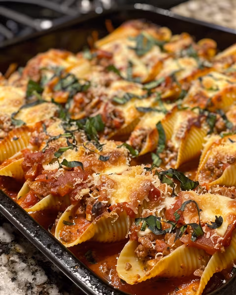 Ingredients for beef stuffed shells including ricotta, spinach, and parmesan