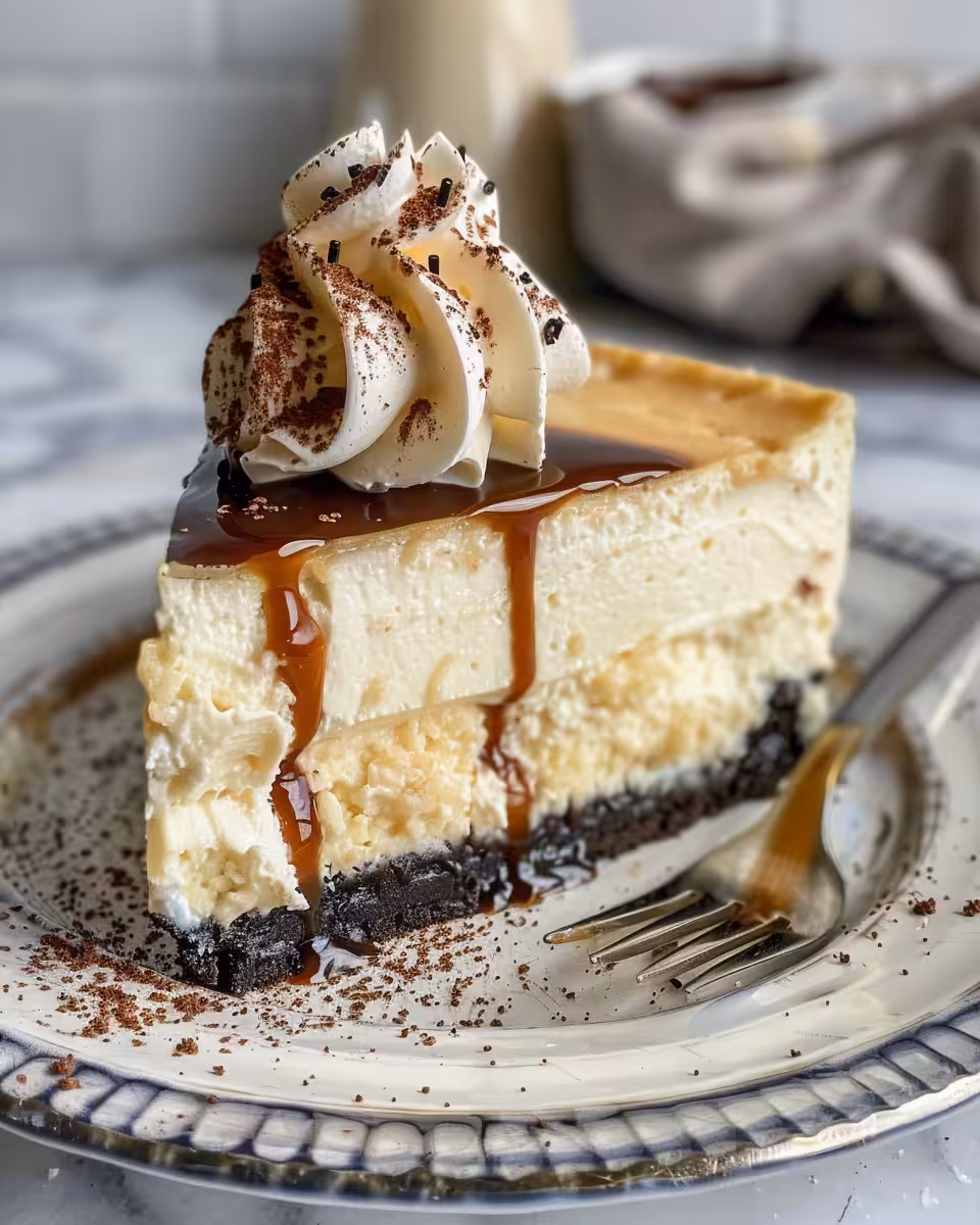 Bailey's Irish Cream cheesecake with a creamy top just out of pressure cooker