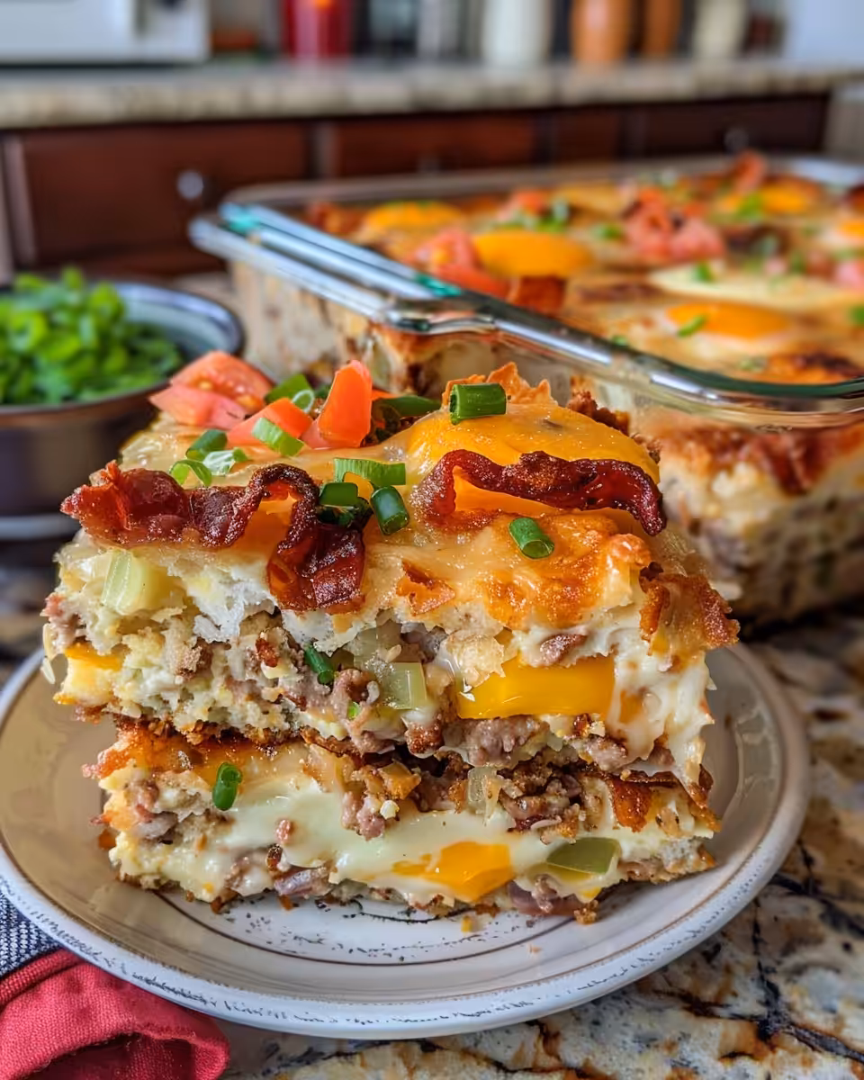 Steam rising from crack breakfast casserole in pressure cooker