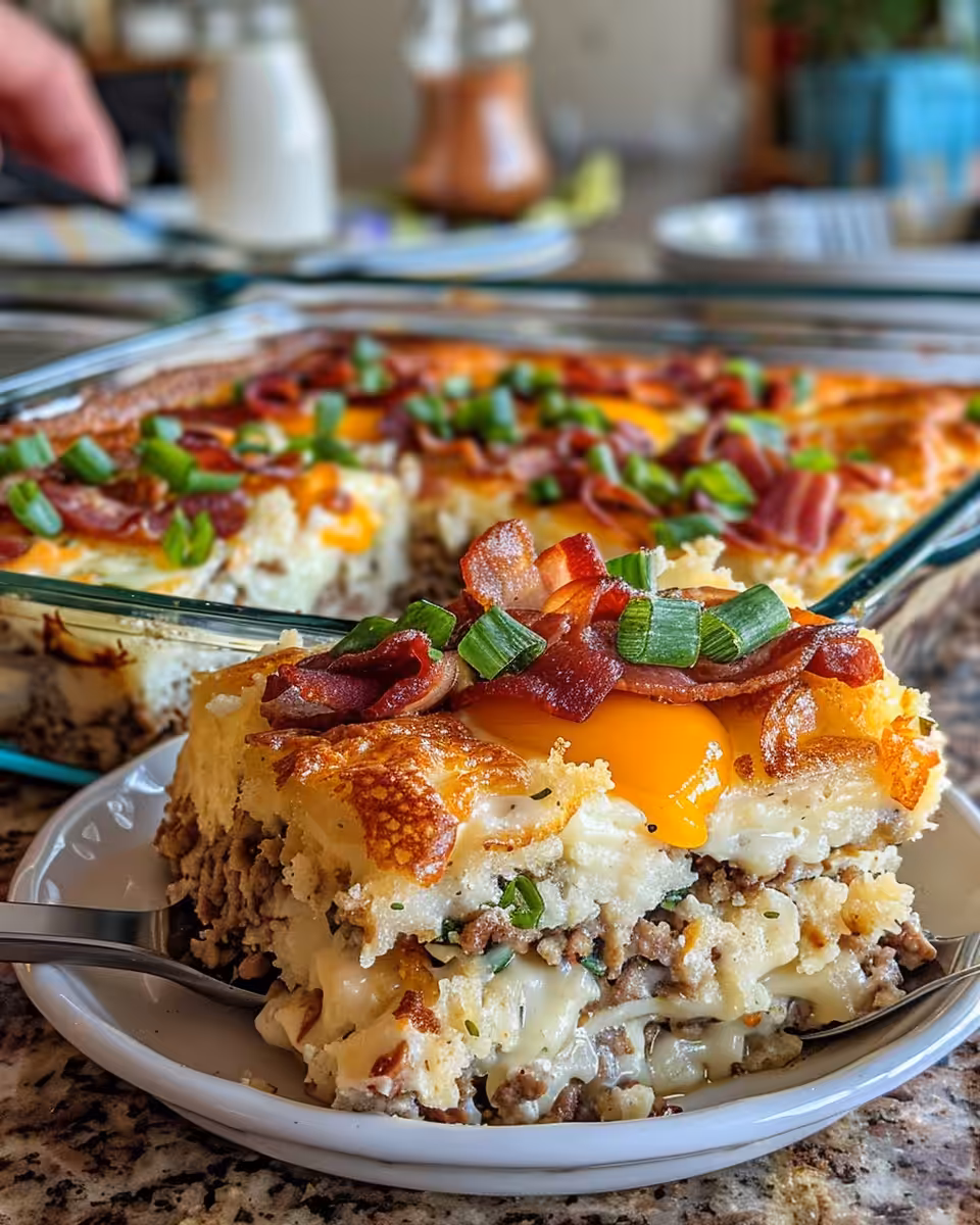 Ingredients for crack breakfast casserole including sausage, bacon, cream cheese