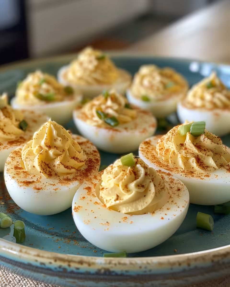 Ingredients measured out for deviled eggs filling