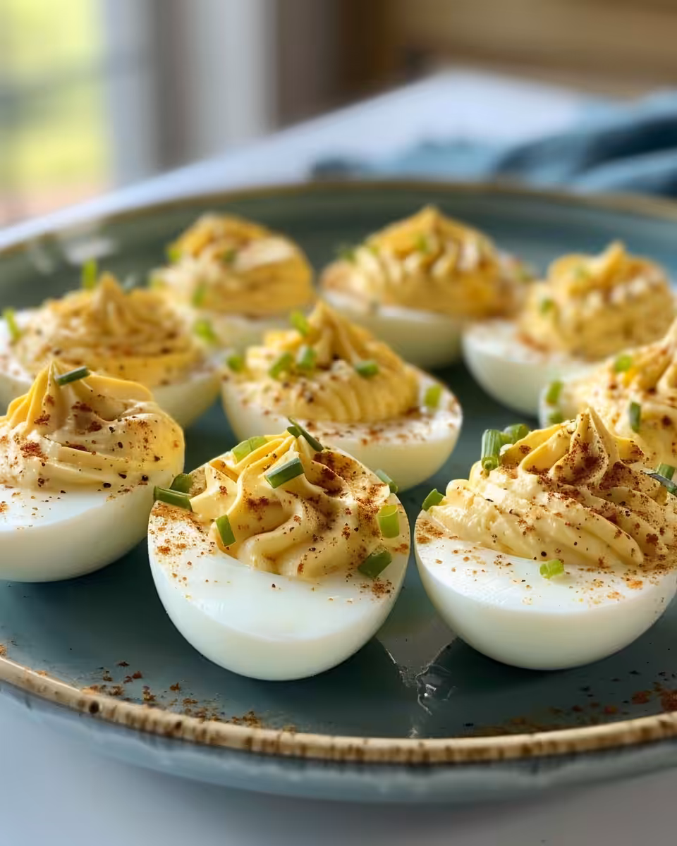 Perfectly cooked deviled eggs in pressure cooker