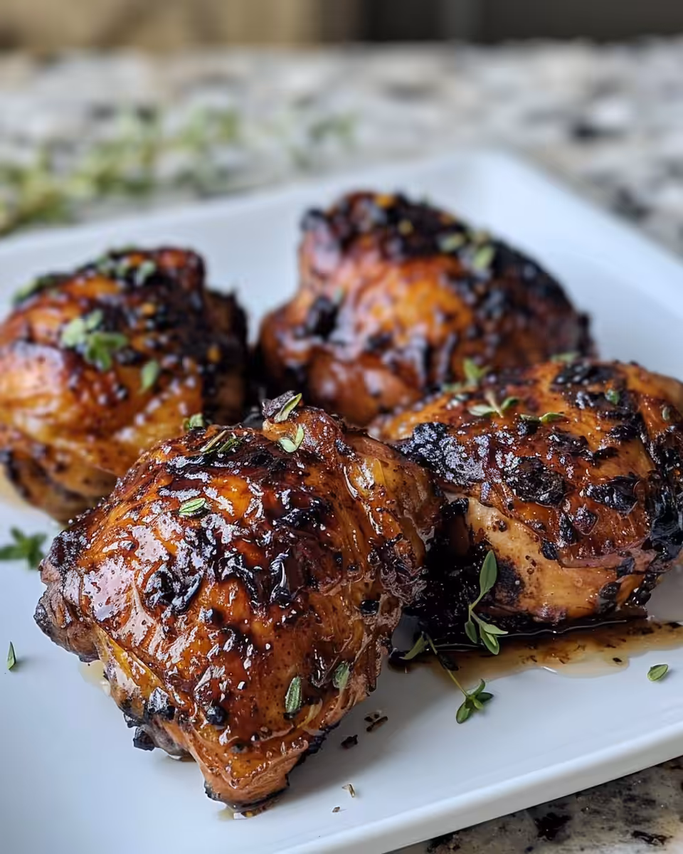 Golden seared chicken breasts with fresh blueberries and thyme
