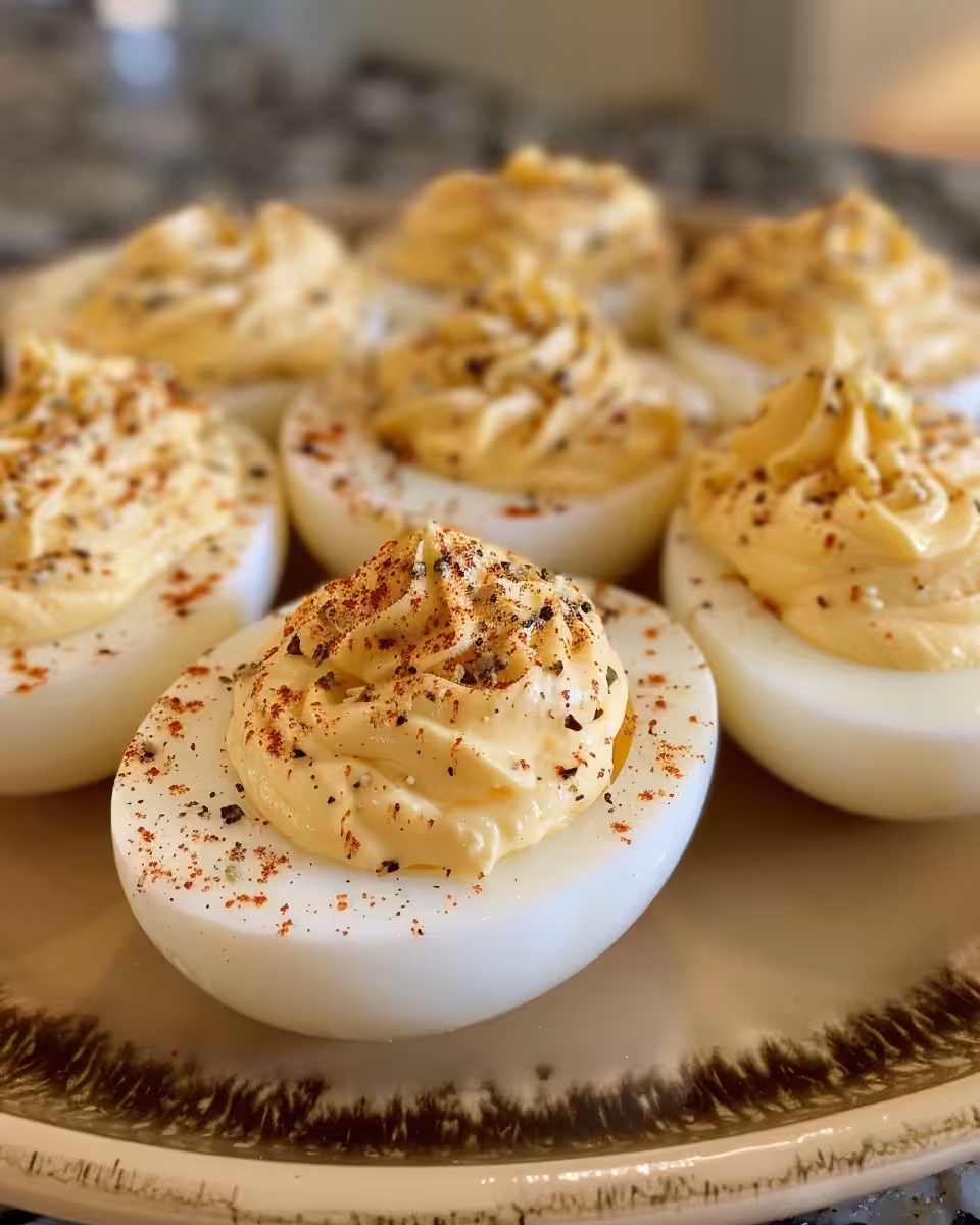 Ingredients for classic deviled eggs laid out on kitchen counter
