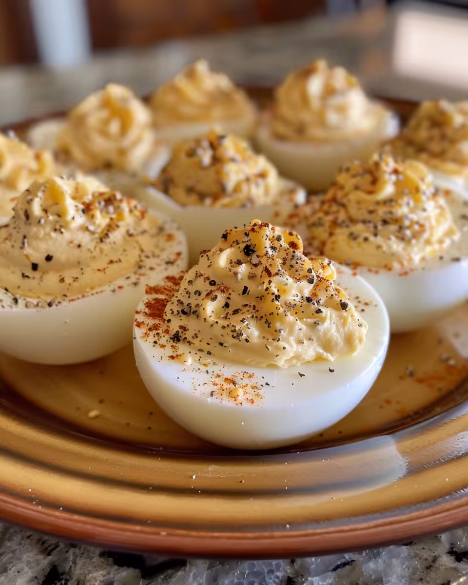 Classic deviled eggs steaming in pressure cooker