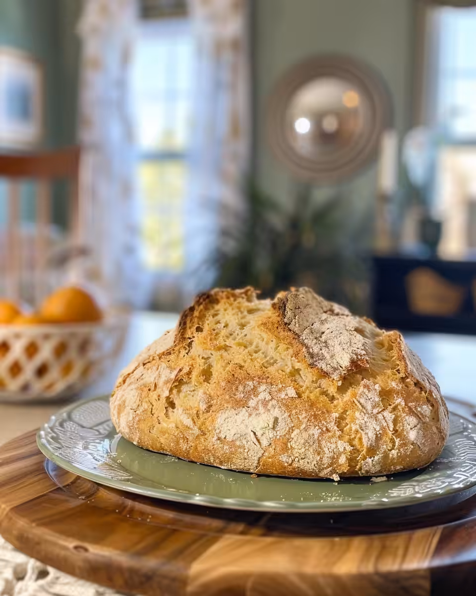 Ingredients for Irish Soda Bread including flour, baking soda, raisins, and buttermilk