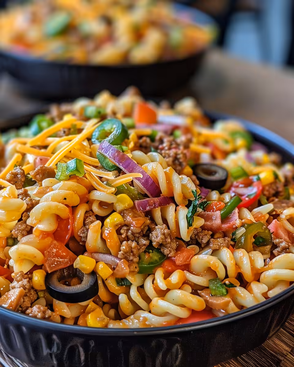 Big Mac Pasta Salad fresh and ready served in bowl