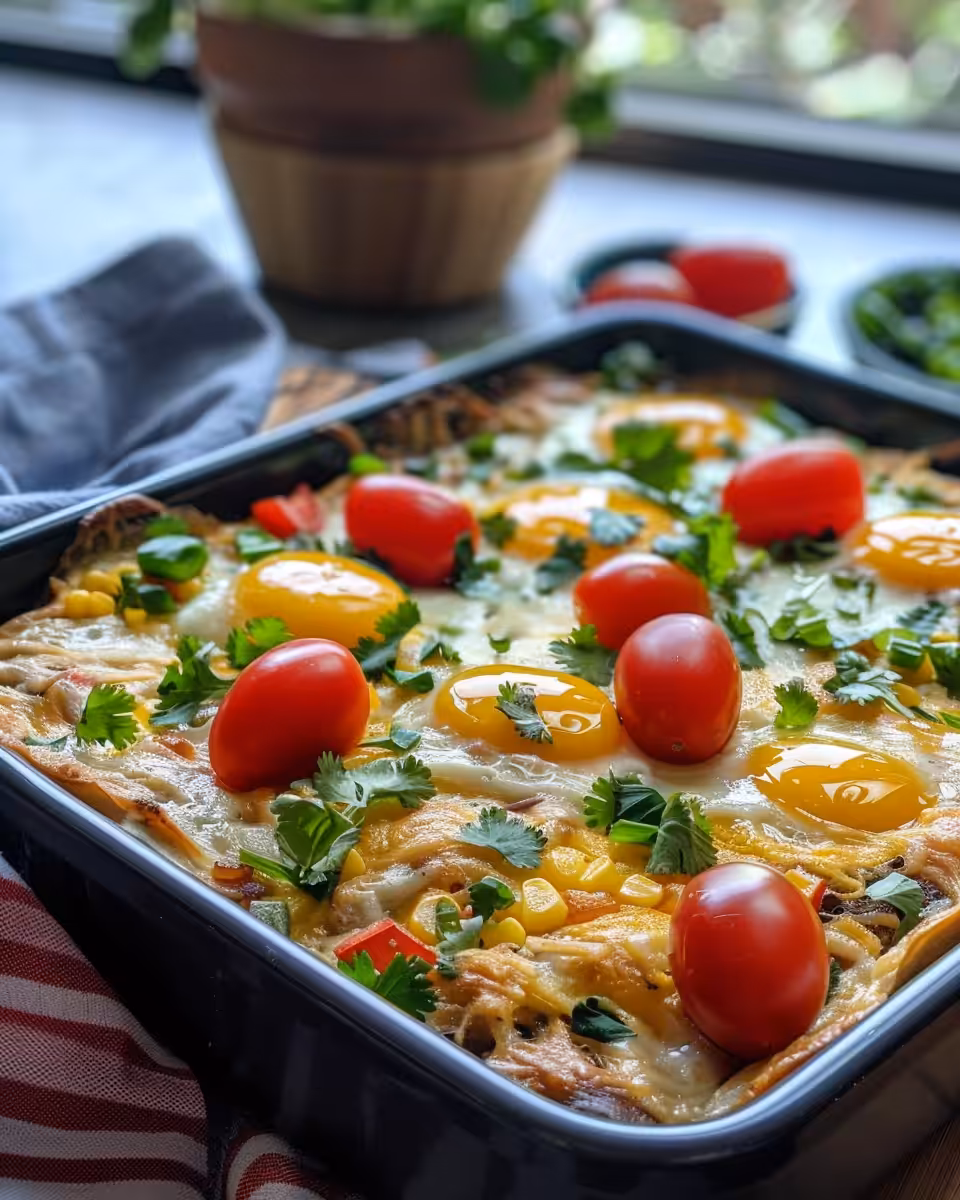 Ingredients including roasted chilies, tortillas, beans, and eggs laid out for cooking Huevos Rancheros