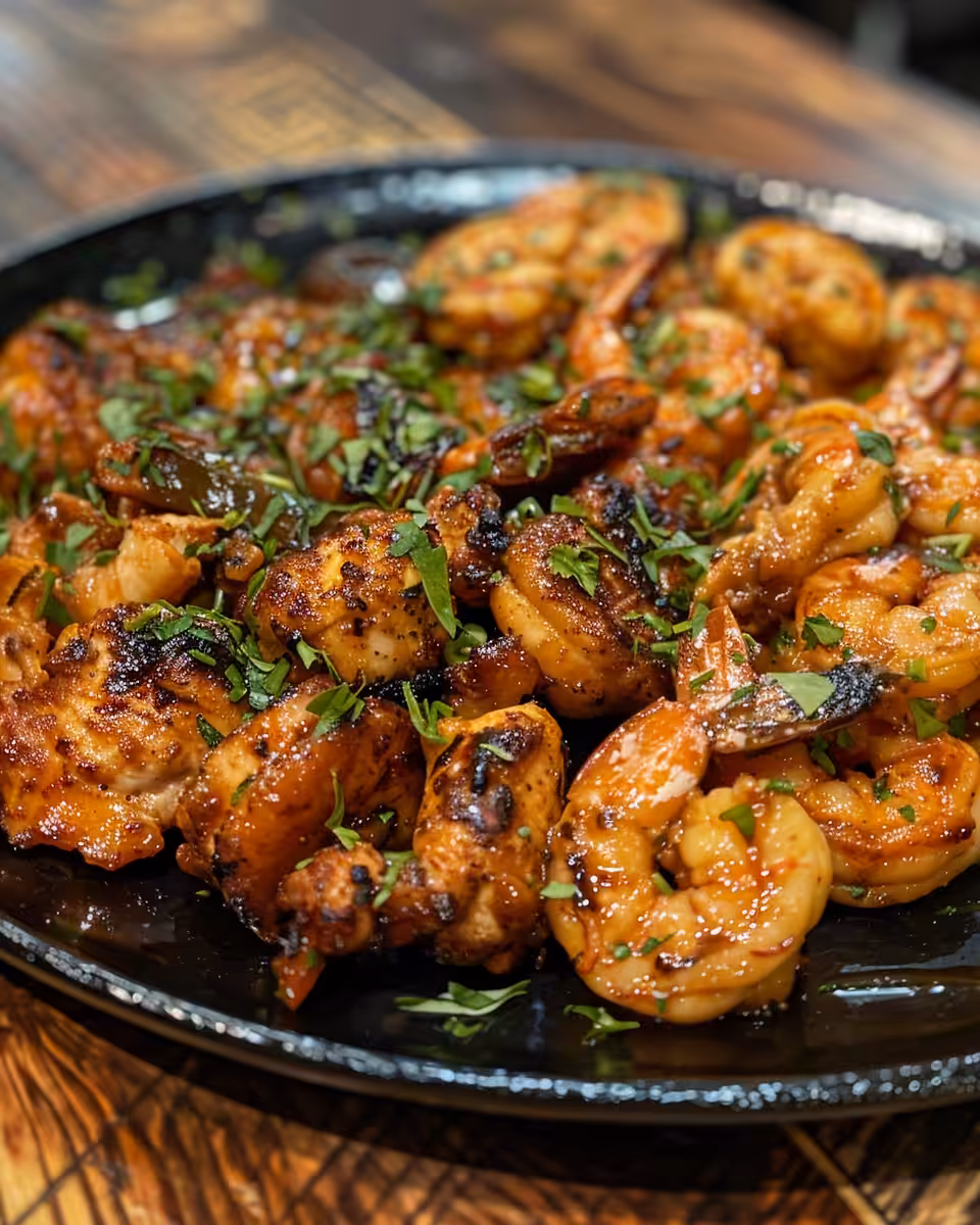 Juicy pressure cooker Applebees Bourbon Street Chicken and Shrimp in pot