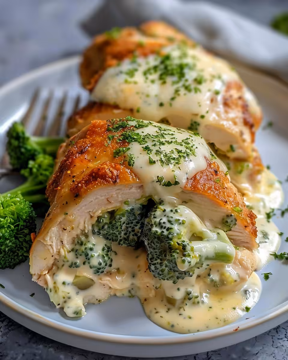 Ingredients for broccoli cheese stuffed chicken including broccoli, cheddar, and cream cheese
