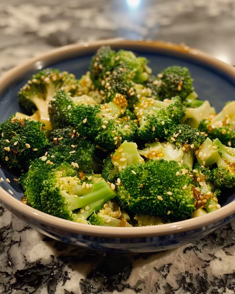 Fresh broccoli salad with honey mustard dressing in pressure cooker
