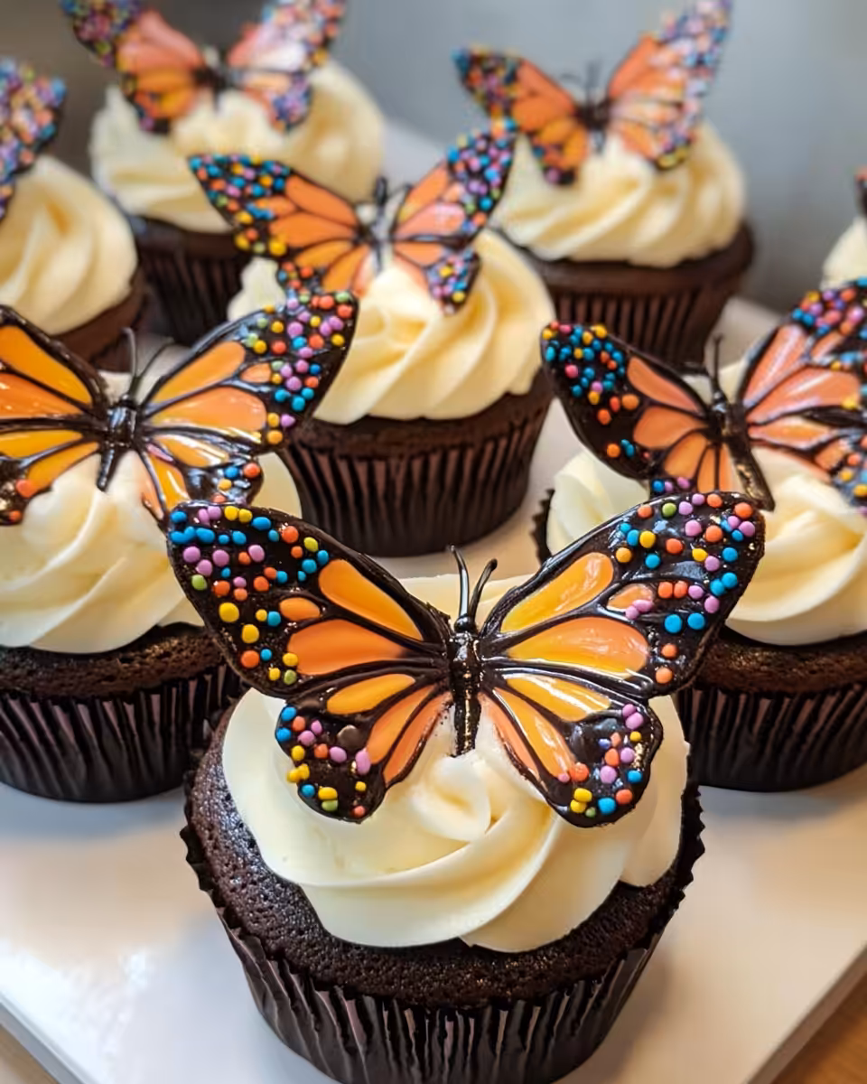 Butterfly Cakes assembled with jam filling and cream frosting